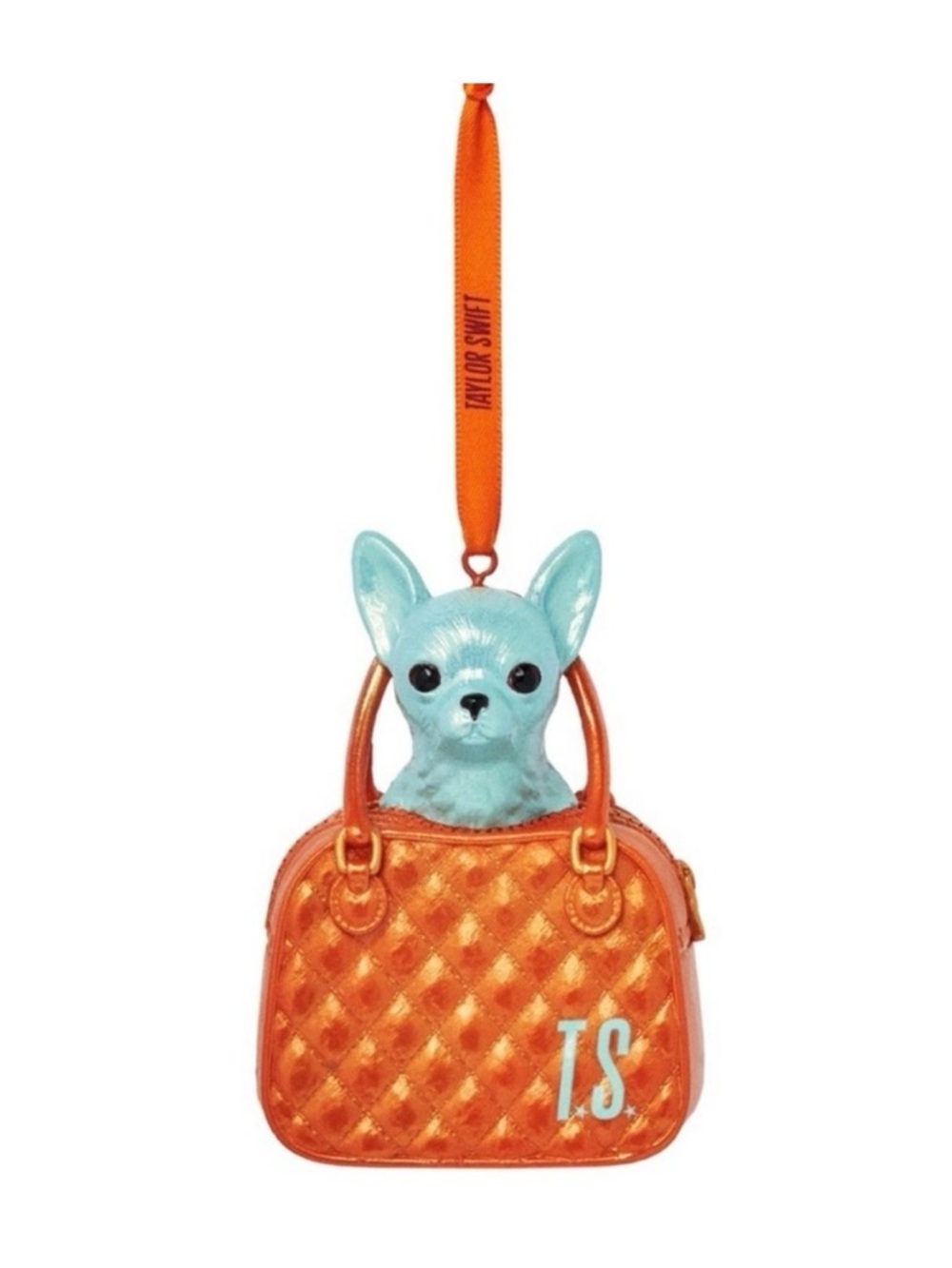Taylor Swift Quilted Ornament with Chihuahua Turquoise Dog